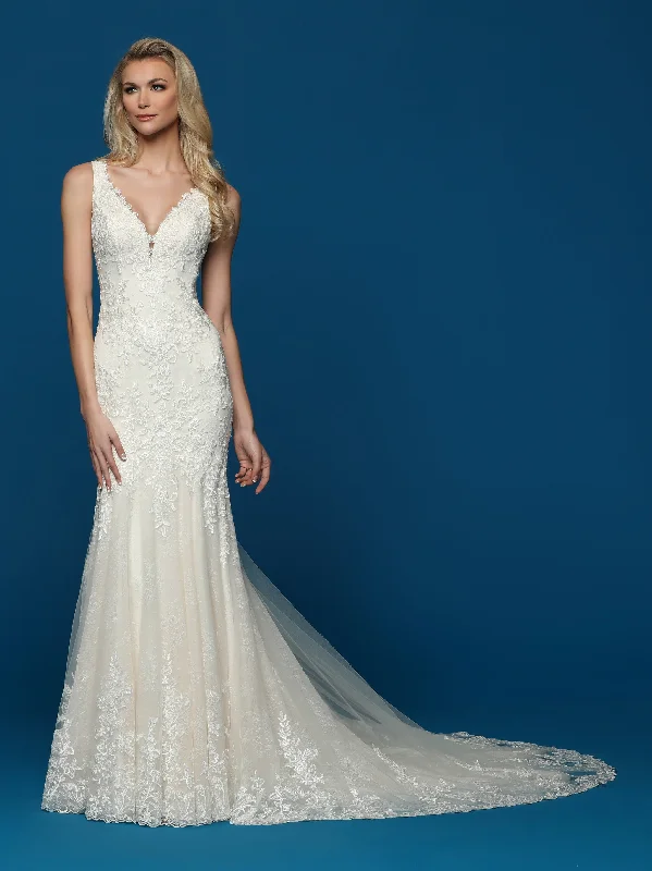 Price Rollback Davinci Bridal 50633 Long Lace Fit & Flare Wedding Dress Train Sheer Open Back Gown Price Rollback Davinci Bridal 50633 Long Lace Fit & Flare Wedding Dress Train Sheer Open Back Gown